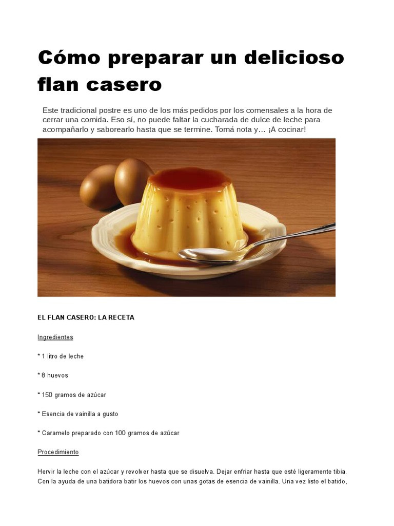 Delicioso Flan Casero Un Postre Cremoso Con La Letra C Neurat